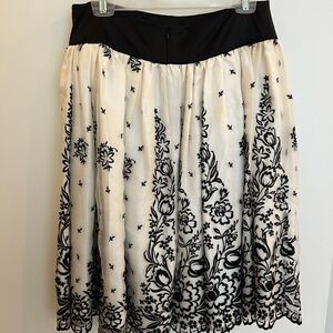 Ardene Black and White Floral A-Line Skirt